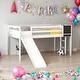 preview thumbnail 1 of 25, Modern Twin Size Wood Loft Bed With Slide,Stair and Chalkboard For Bedroom,Kids White