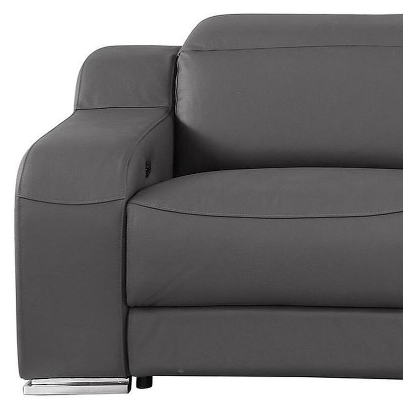 HomeRoots 103" Black Italian Leather Reclining USB Sofa