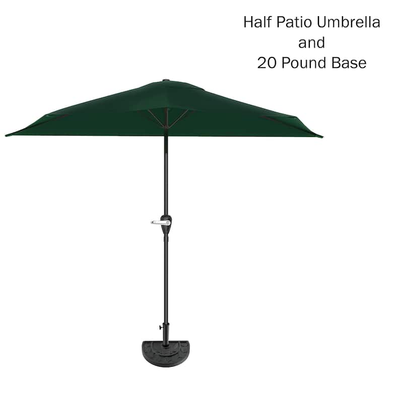 Pure Garden 9ft Half Umbrella with Base