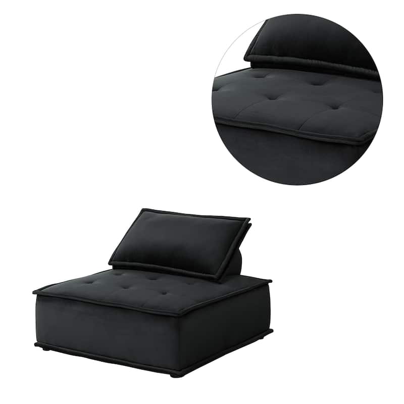 Set of 2 Velvet Armless Chairs with Pillows