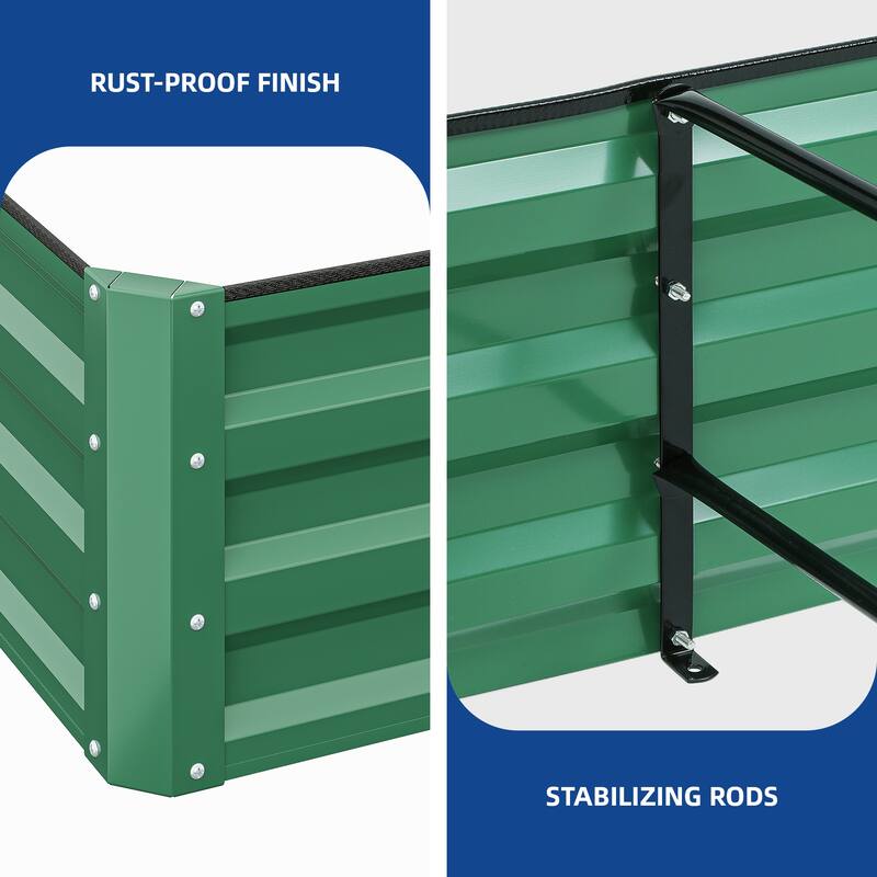 Moasis Outdoor Metal Raised Garden Bed with Gloves