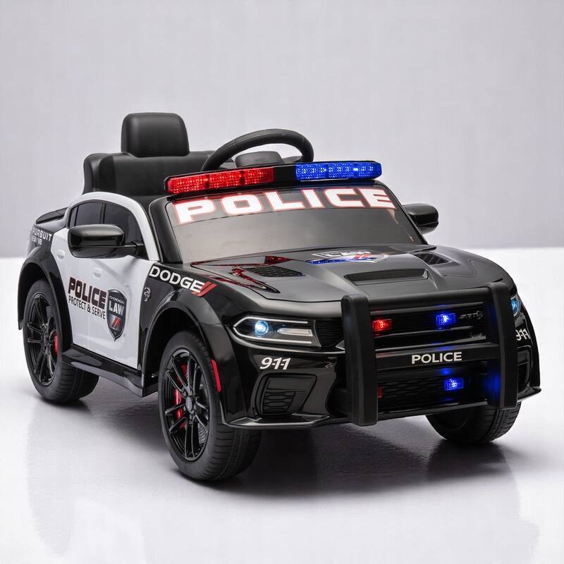 12V Licensed Dodge Charger Kids Ride-On Police Car with Remote Control, LED Lights, Bluetooth, MP3, USB–Electric Vehicle
