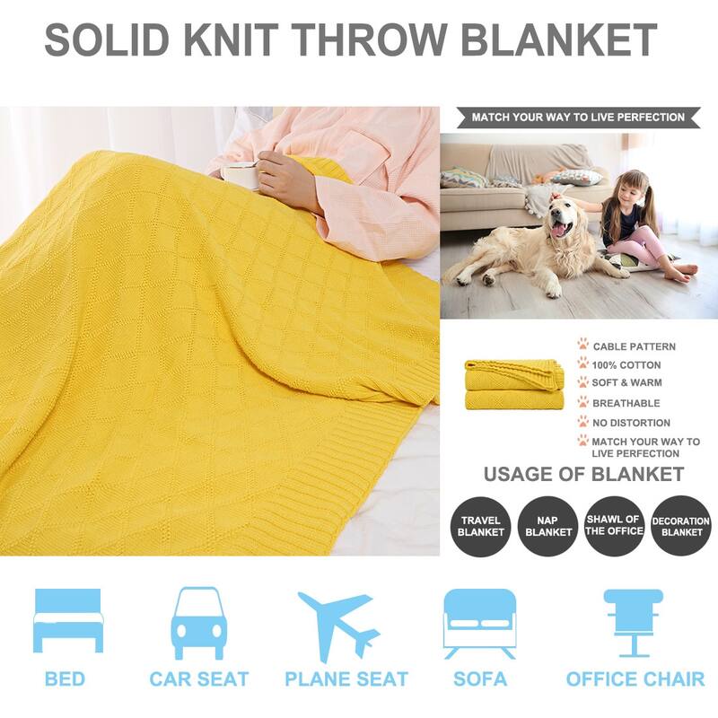 Soft Lightweight Decors Knitted Blankets for Bed, Sofa, Couch, Travel