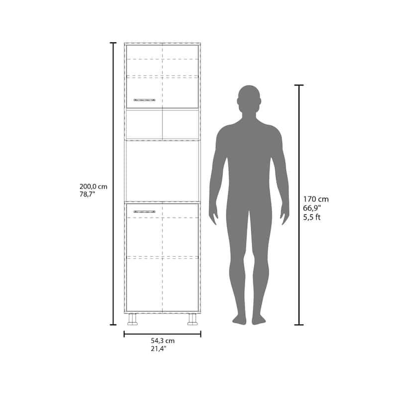 Freestanding White Pantry Storage Cabinet with Doors, 78.7" Tall Kitchen Organizer for Food, Dishes, and Appliances
