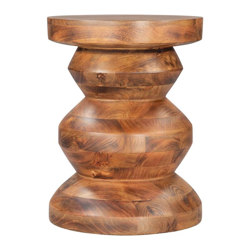 HomeRoots 21" Brown Solid Wood Round Pedestal End Table - 17' X '21.3' X '17