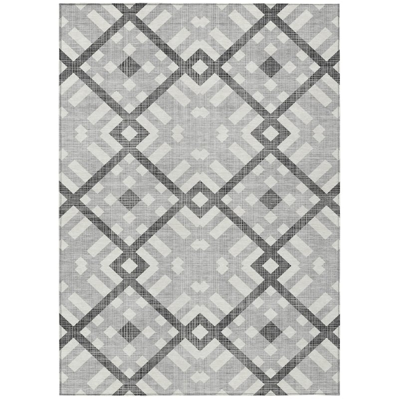 HomeRoots Geometric Transitional Rectangle Outdoor Rug