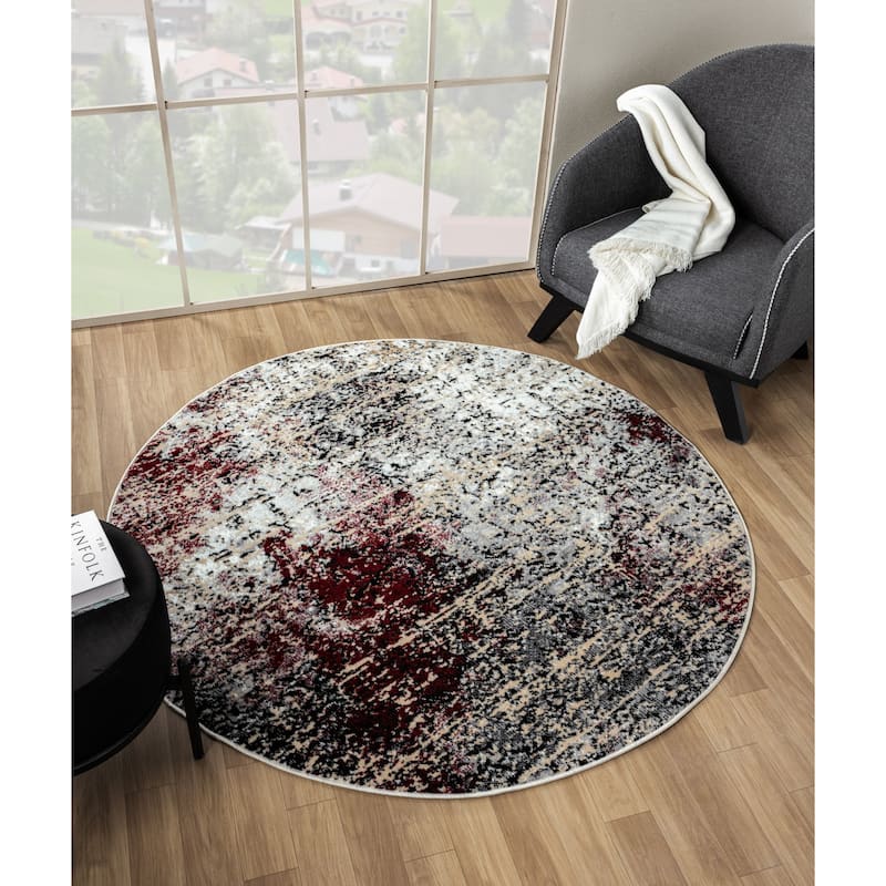 Kimberly Collection Black/Red Abstract Area Rug