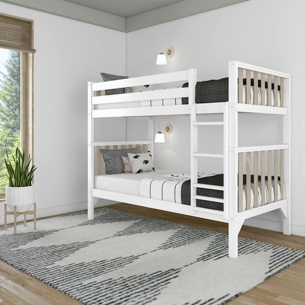 slide 2 of 24, Max and Lily Scandinavian Twin Over Twin Bunk Bed