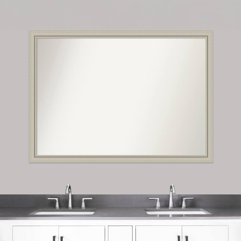 Romano Silver Narrow Framed Non-Beveled Custom Wall Mirror, Bathroom Vanity Mirror