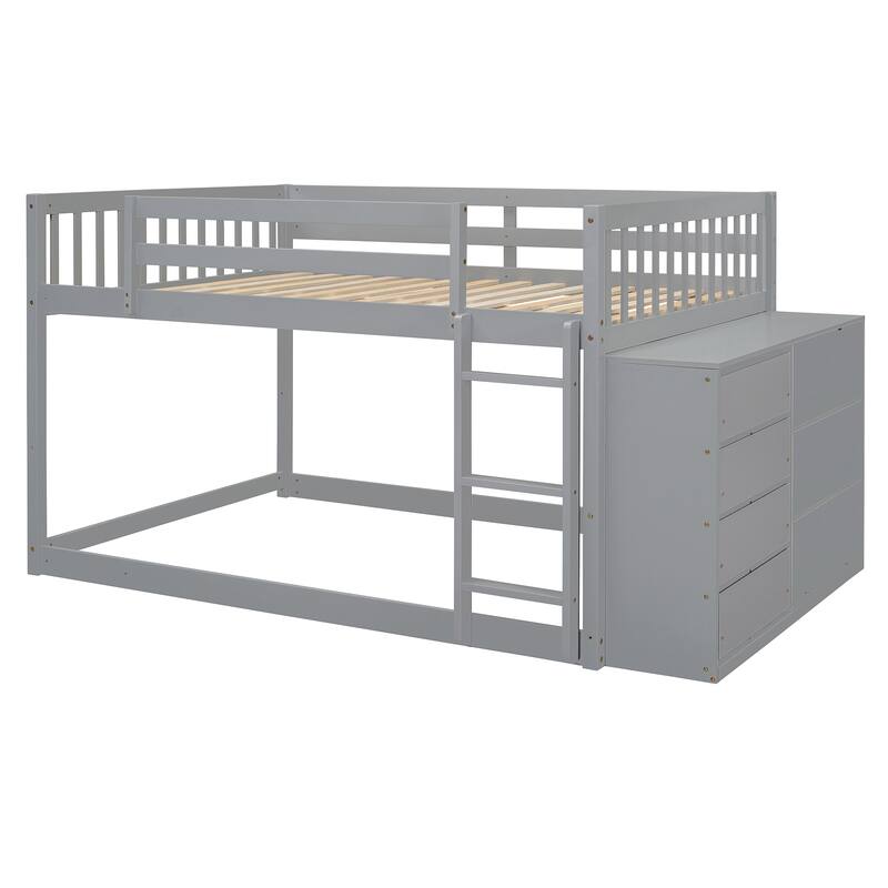 Space-Saving Full Bunk Bed with 4 Drawers, 3 Shelves, and Sturdy Ladder