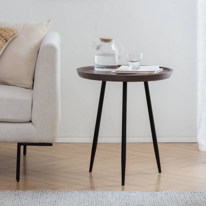 MH London Chervey Natural Mango Wood Living Room Side Table - 21" x 21" x 23.50" - Walnut - Wood