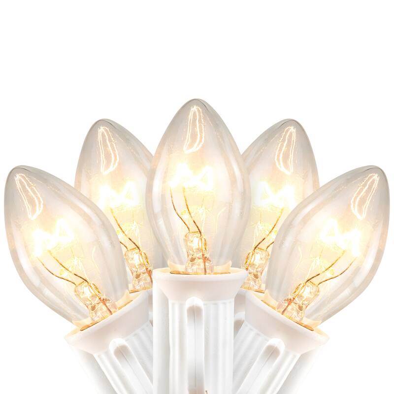 C7 Christmas String Lights - Clear - 24' White Wire - 25ct