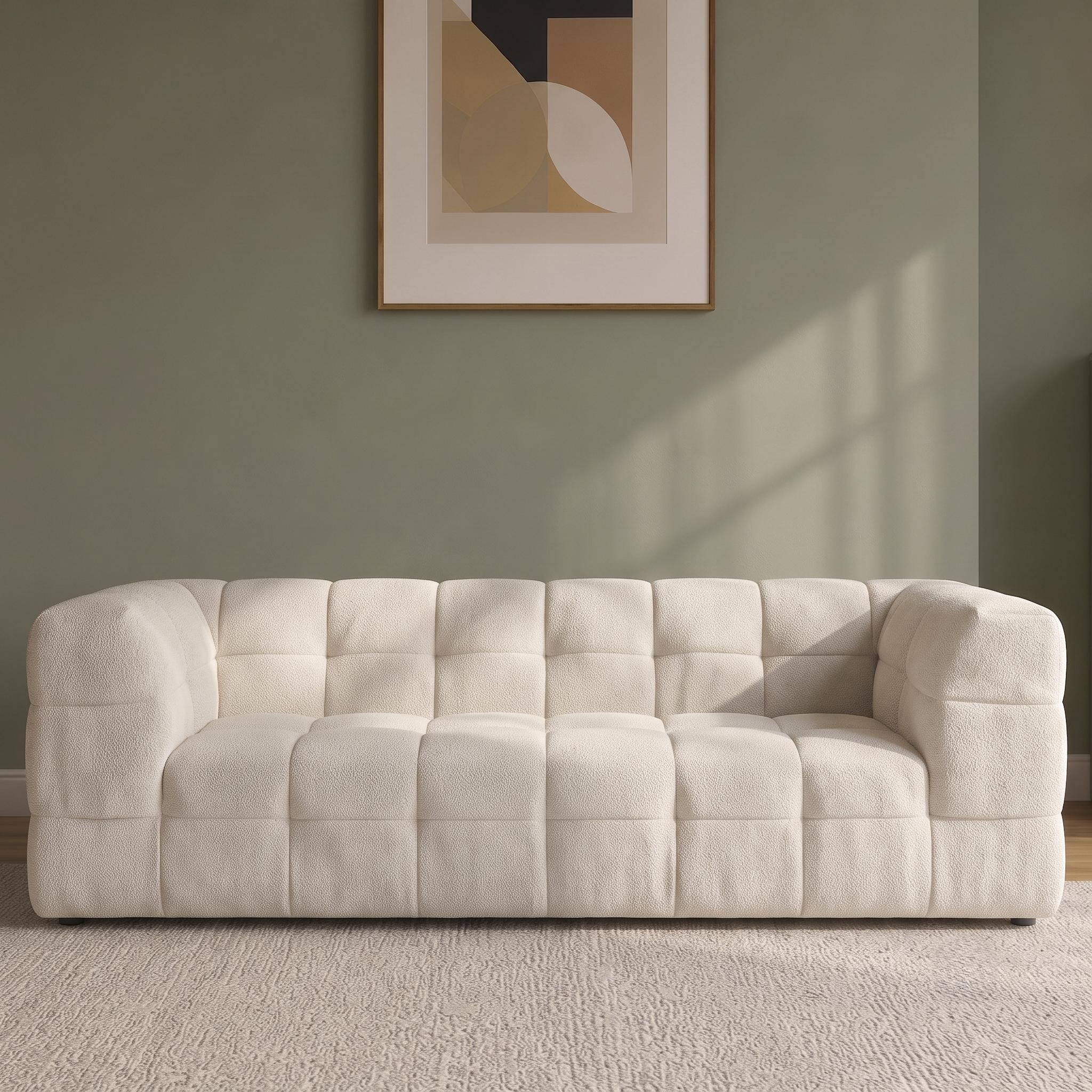 Turlock Modern Sofa with Wide Square Arms and Tufted Design