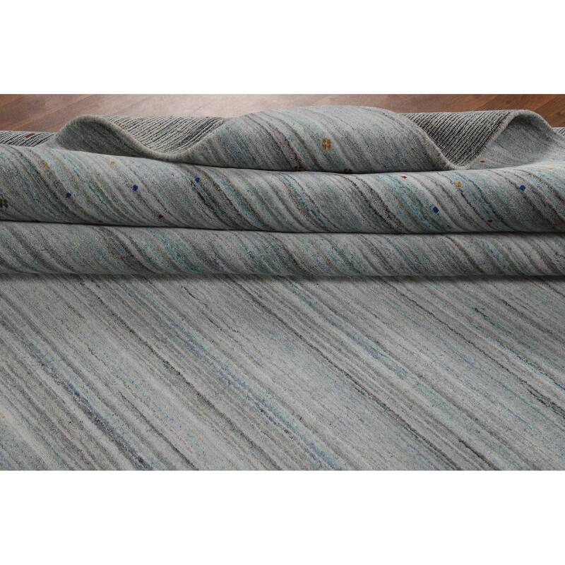 Striped Tribal Gabbeh Oriental Square Rug Handmade Wool Carpet - 9'9" x 9'8"