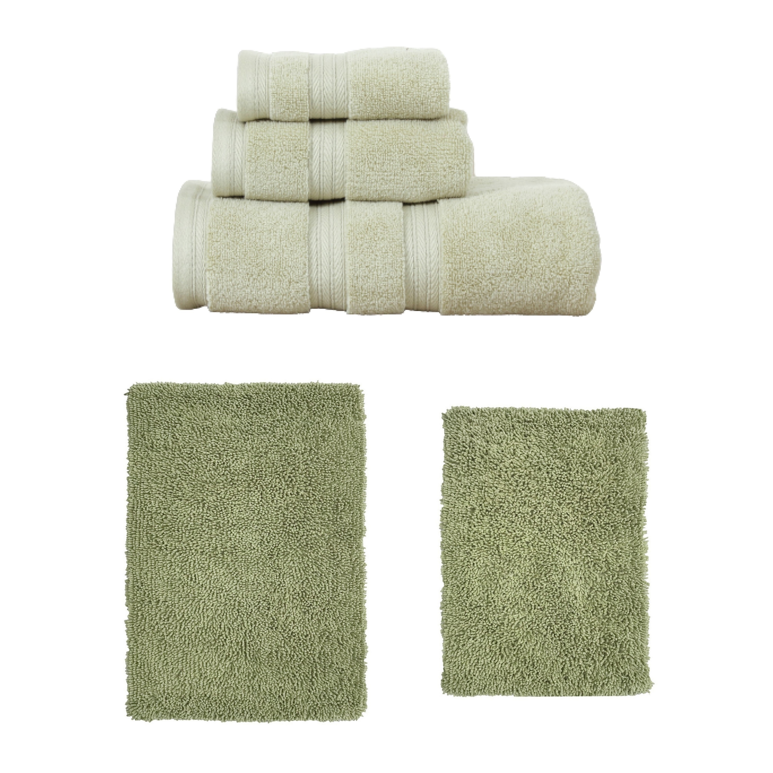 Home Weavers Fantasia Collection 100% Soft Cotton Super Absorbent 3 Pc Towel Set & 2 Pc Bath Rug Set, Machine Wash (Set of 5)