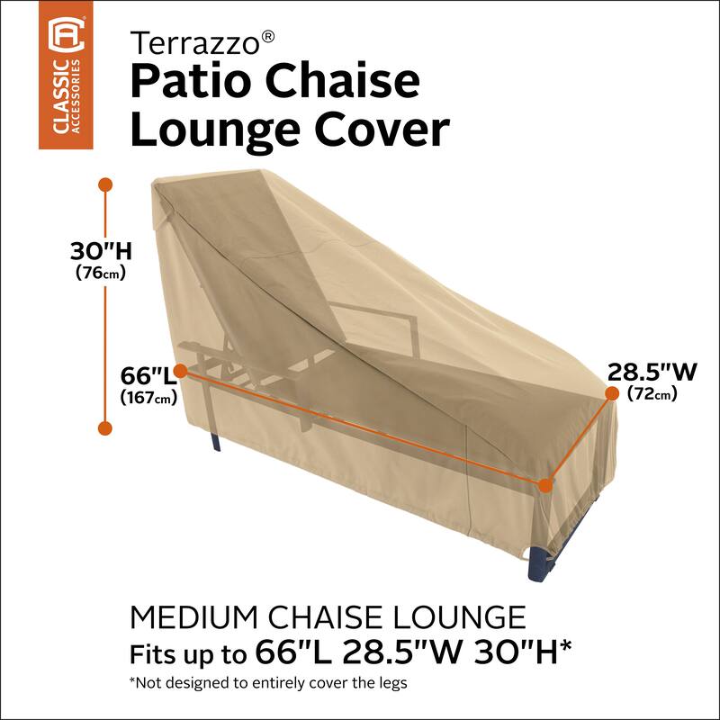 Classic Accessories Terrazzo Water-Resistant 66 Inch Patio Chaise Lounge Chair Cover