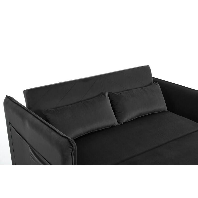 Adjustable Backrest Sleeper Sofa Bed with Storage, Sofa Couch Lounge Sofa Settee Couch with Pull-Out Bed