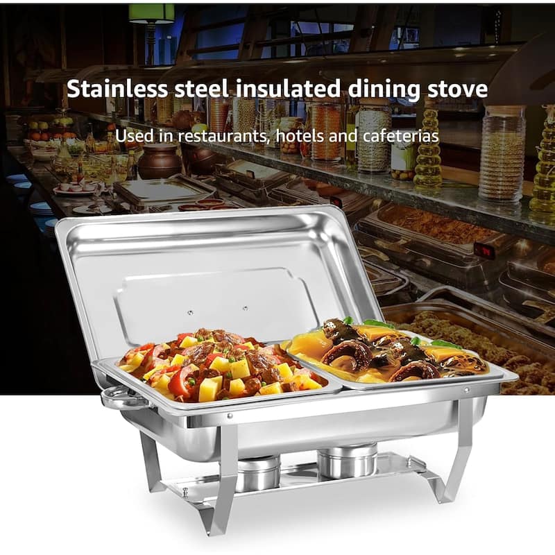 4 Pack Chafing Dish Buffet Set, 8QT Stainless Steel 1/2 Size Pan Chafing Dish, Chafers and Buffet Warmer Sets for Wedding
