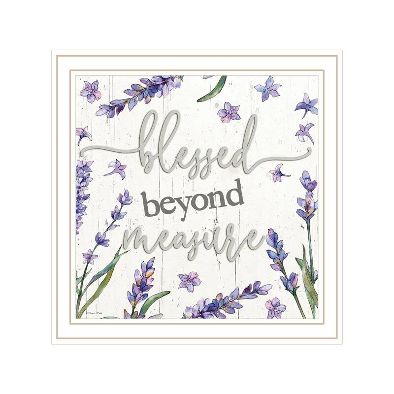 TrendyDecor4U Contemporary "Blessed Beyond Measure" Framed Print Wall Art - White