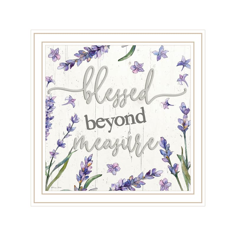TrendyDecor4U Contemporary "Blessed Beyond Measure" Framed Print Wall Art - White