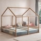 preview thumbnail 9 of 15, Metal Twin Size House Platform Kids Beds Frame, 2-in-1 Design with Guardrails, Black Gold