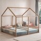preview thumbnail 12 of 18, Twin Size House Platform Kids Beds Frame with Guardrails, Two Shared Beds for Bedroom, Safety Guaranteed, Easy Assembly, Black