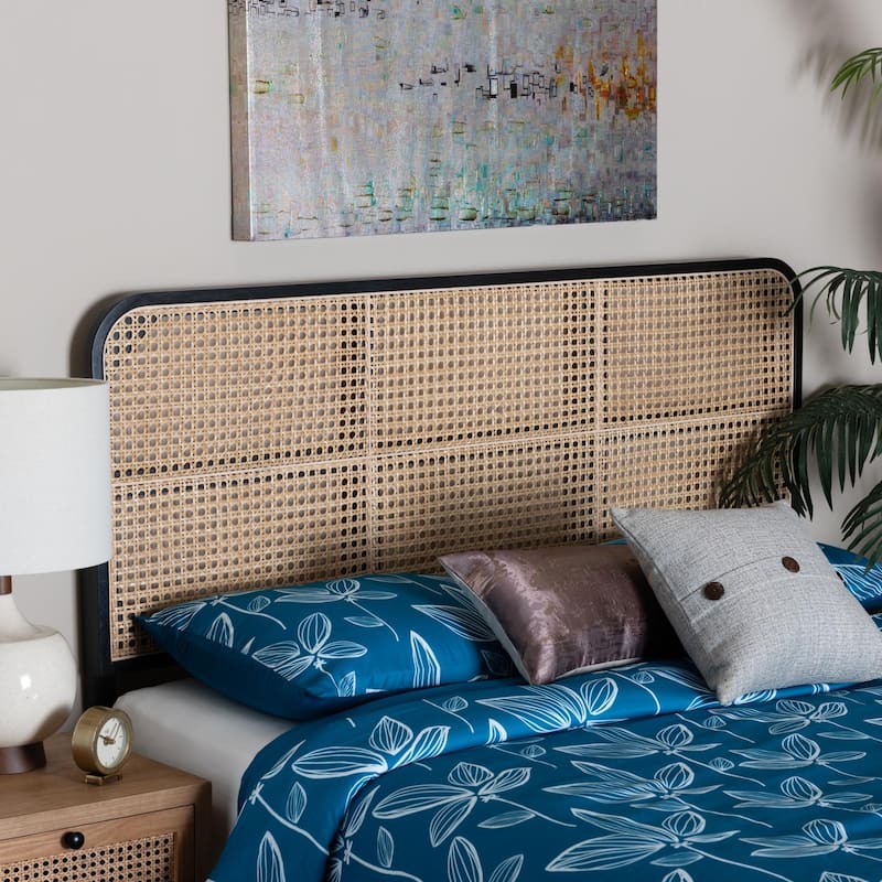 bali & pari Lainer Modern Bohemian Bayur Wood and Natural Bamboo Headboard
