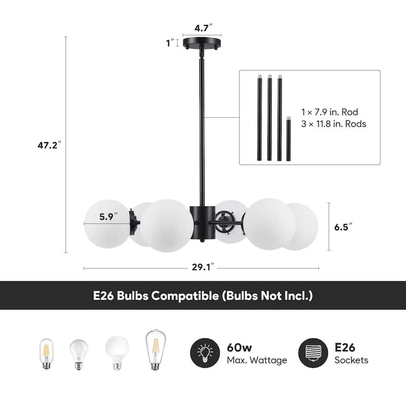 CO-Z Modern Linear Sputnik Pendant Chandelier (6/8/12 - Light)