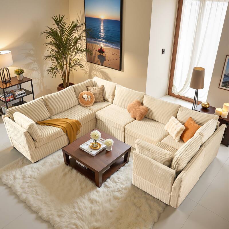 OVIOS Nordic Style Corner Sofa​ - Plush​​Beige