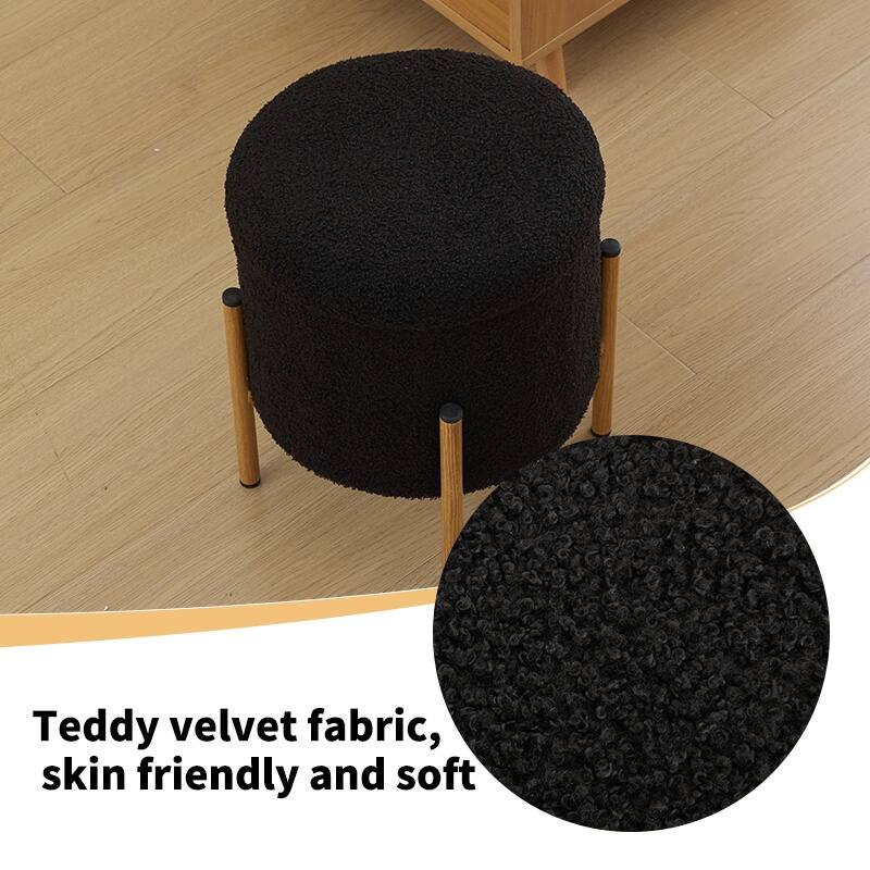 Modern Round Storage Ottoman, Ottoman Foot Stools With Metal Base,Ottoman Footstool with Removable Lid Storage Ottoman