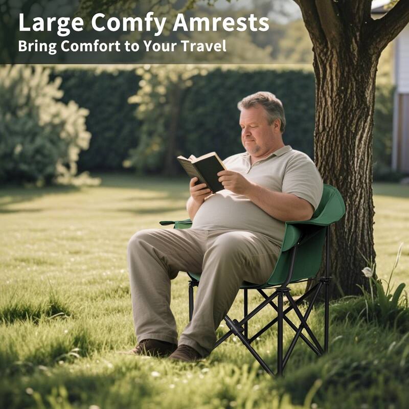 Oversized Padded Camping Chair with Armrests, Outdoor Sports, Camping