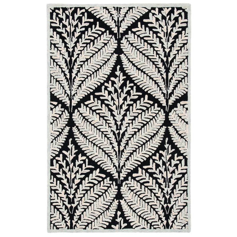SAFAVIEH Handmade Capri Ilianka Wool Rug - 5' Square - Black/Ivory - Square