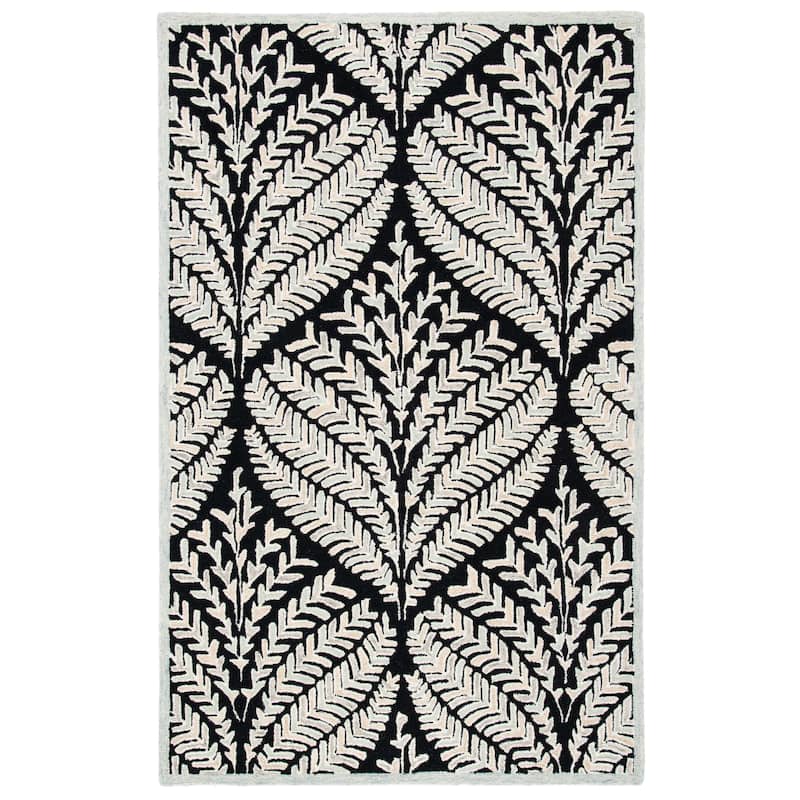 SAFAVIEH Handmade Capri Ilianka Wool Rug - 5' Square - Black/Ivory