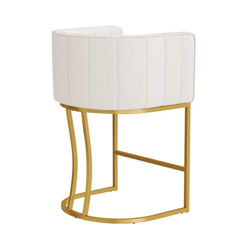 LUE BONA Modern 26.in Low Back Counter Height Barstools Upholstered/PU Leather Barrel Set of 2 Bar Stools with Metal Frame