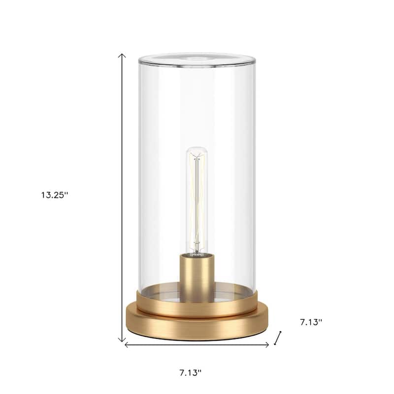 Metal Glass Cylinder Table Lamp with Rocker Switch Plug-In Rocker Switch - 7.13” x 7.13” x 13.25” (D x W x H)
