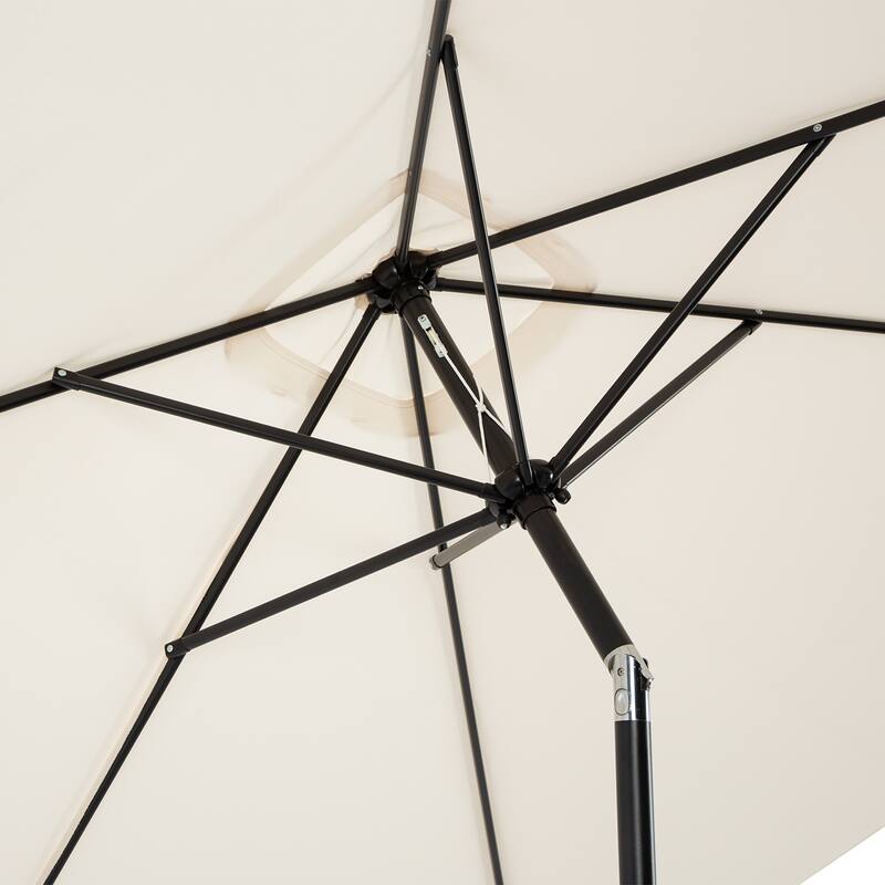 Rectangular Patio Umbrella - 10 Ft Easy Crank Sun Shade with Push Button Tilt by Pure Garden (Beige)
