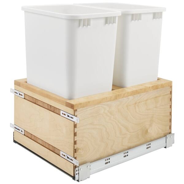 RevAShelf 4VLWCSC Series Bottom Mount Double Bin Trash Can with Soft