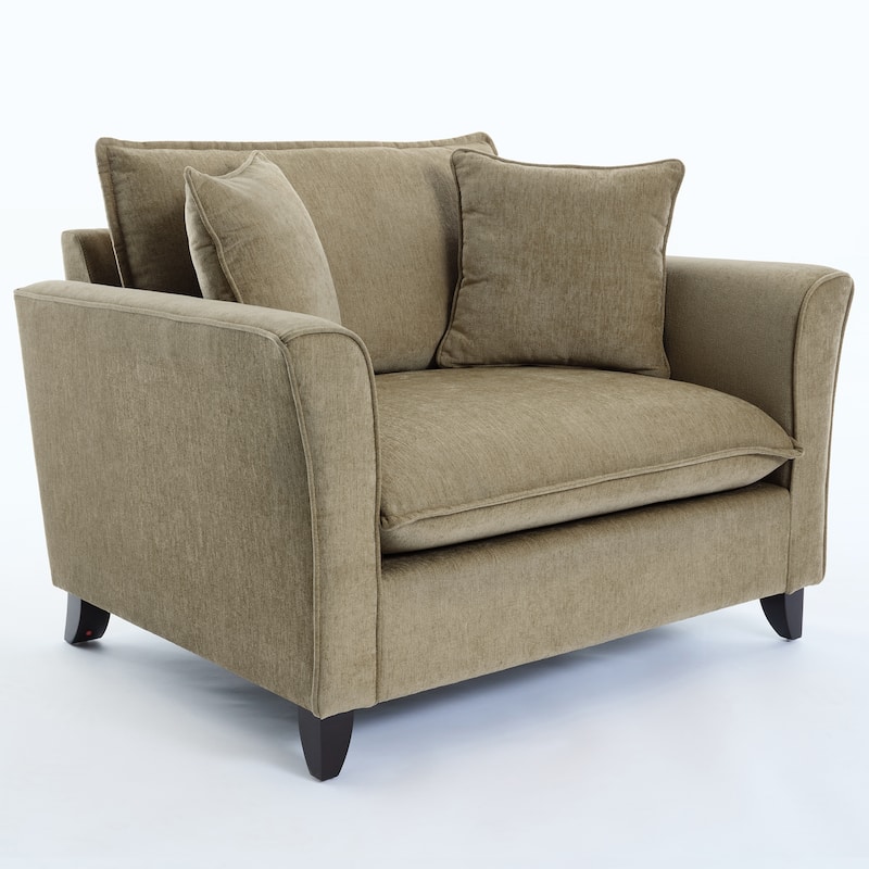 Chenille Upholstered Fabric Accent Chairs Flared Armchairs Livingroom Single Sofa Chairs with Pillows, Removable Washable Covers