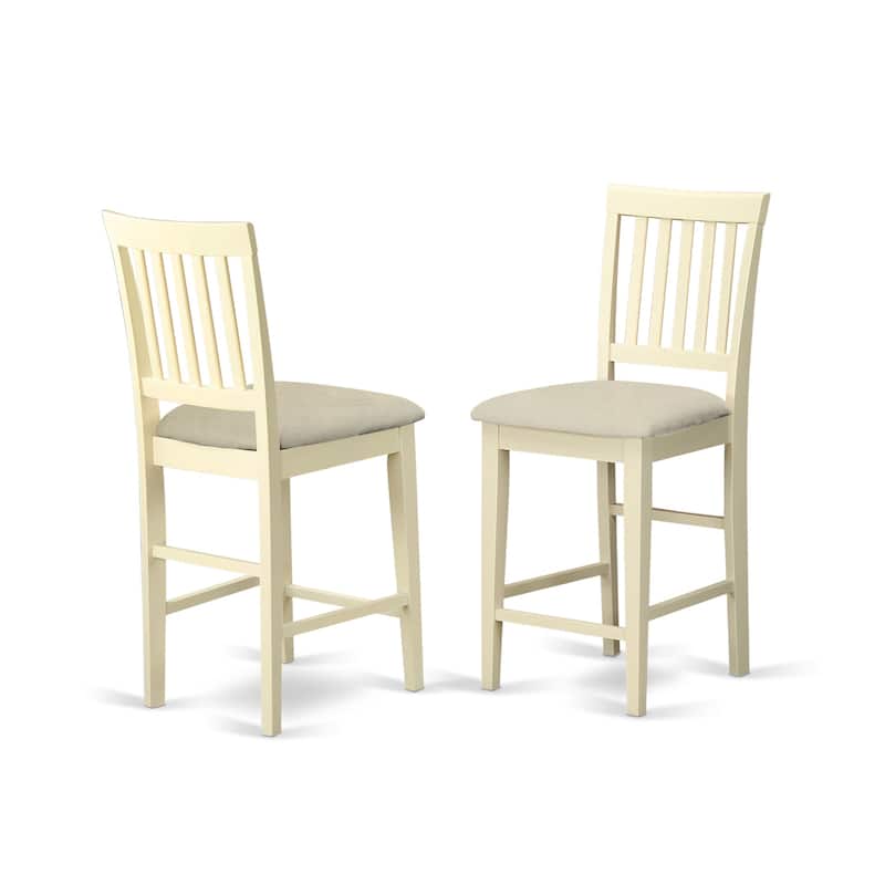 Counter Height Dining Set - 5 Piece Square Table & Chairs - Modern Kitchen Set - Buttermilk & Cherry Finish