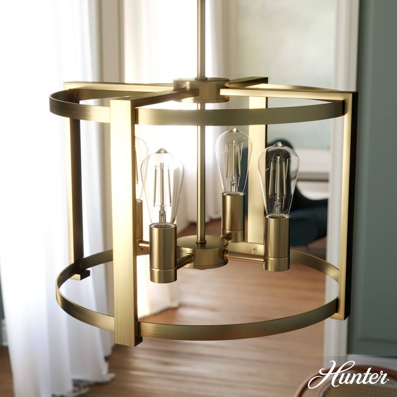 Hunter Astwood 18" 4-Light Chandelier, Caged, Kitchen Island, Dining Room, Entry - Transitional, Art-Deco, Contemporary - Alturas Gold