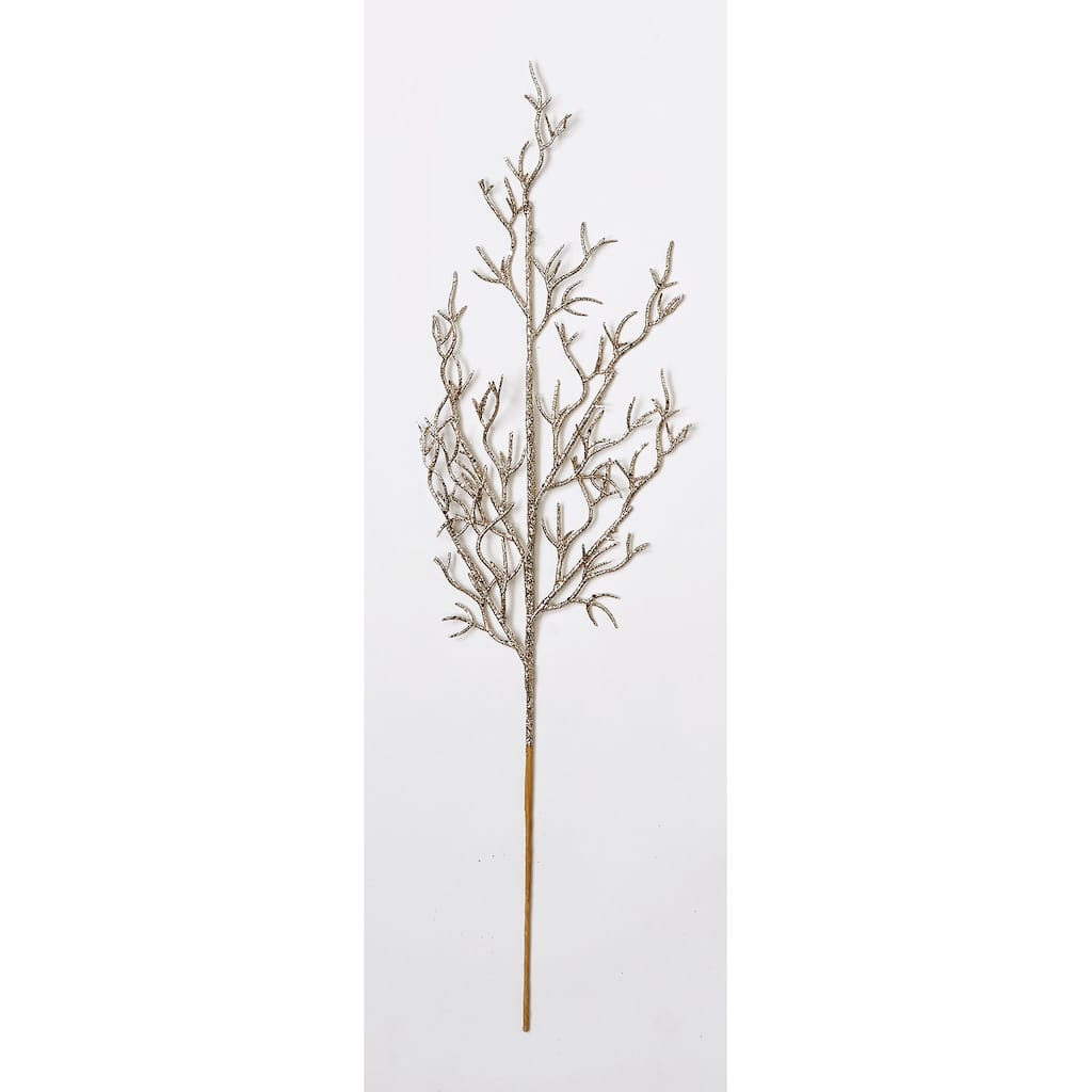 28" Glitter Twig Stem, Champagne, Set of 3 - Champagne