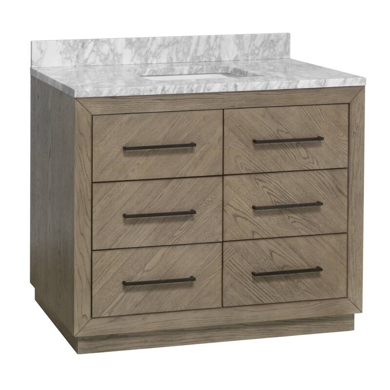 KitchenBathCollection Avery 42" Bathroom Vanity with Carrara Marble Top