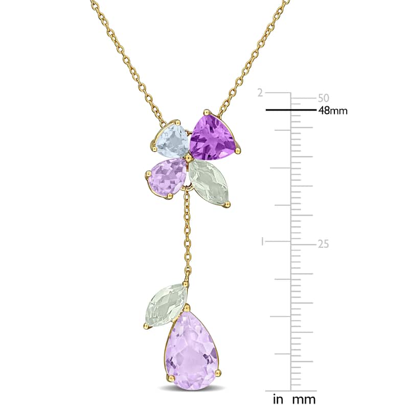 Miadora 9 1/2ct TGW Multi-Gem Drop Necklace Yellow Silver - 17 in