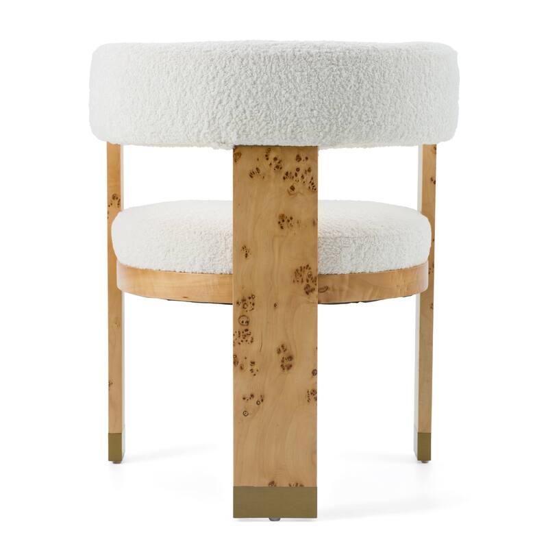 Modrest Letha Modern Cream Fabric & Burl Dining Chair