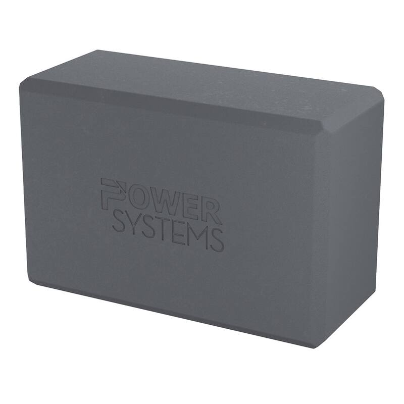 Power Systems Lightweight Yoga Block for Stretching & Pilates - Grey - 9" x 6" x 4"