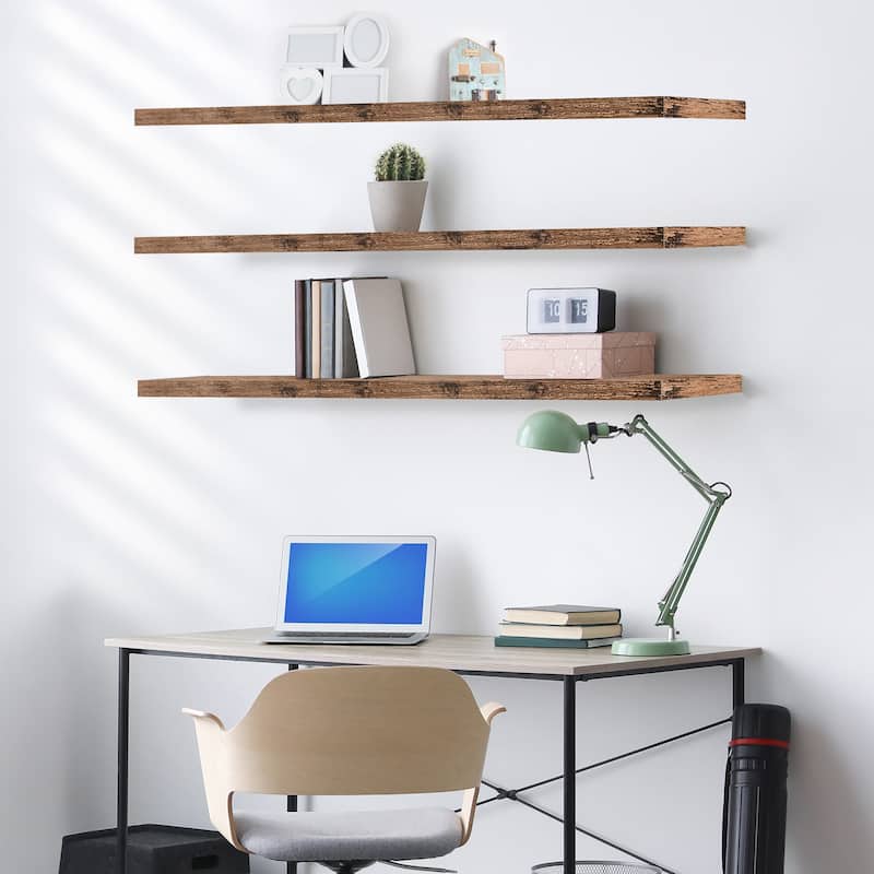 Sorbus Floating Shelves for Wall - 55 Inch Extra-Long Bathroom Shelves- Mounted Floating Shelf with Hidden Brackets (3 Pack)