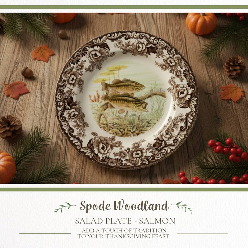Spode Woodland Fish Motif Salad Plate