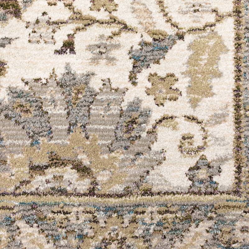 Style Haven Adalynn Vintage Borders Stone Grey/Ivory Traditional Rug