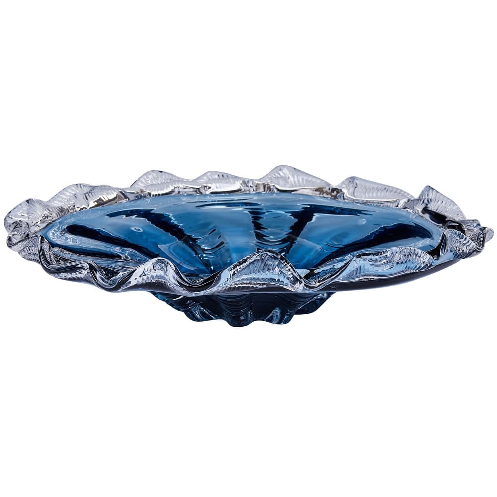 Cascade Petal Platter Scalloped Edge Glass Decorative Bowl for Home