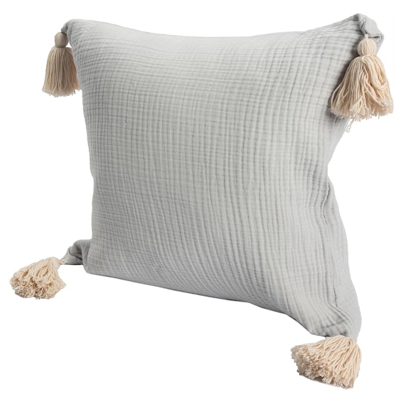 Sevita Solid Tasseled Turkish Cotton Throw Pillow